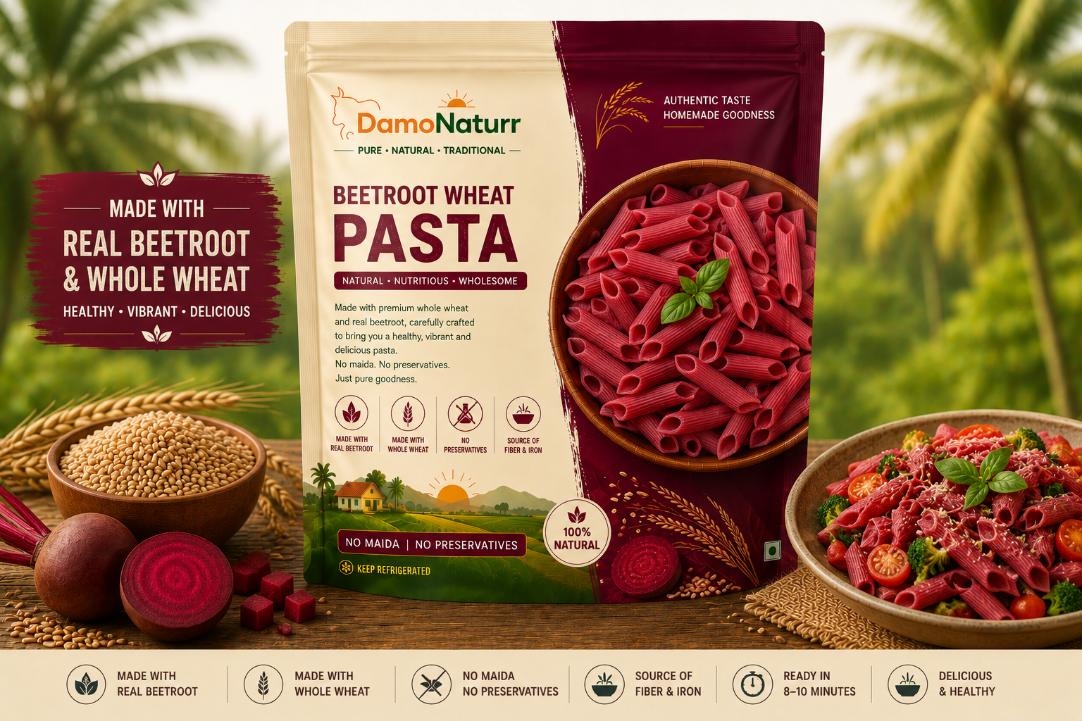 Beetroot Wheat Pasta