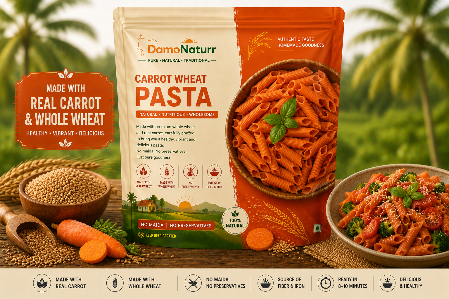 Carrot Wheat Pasta