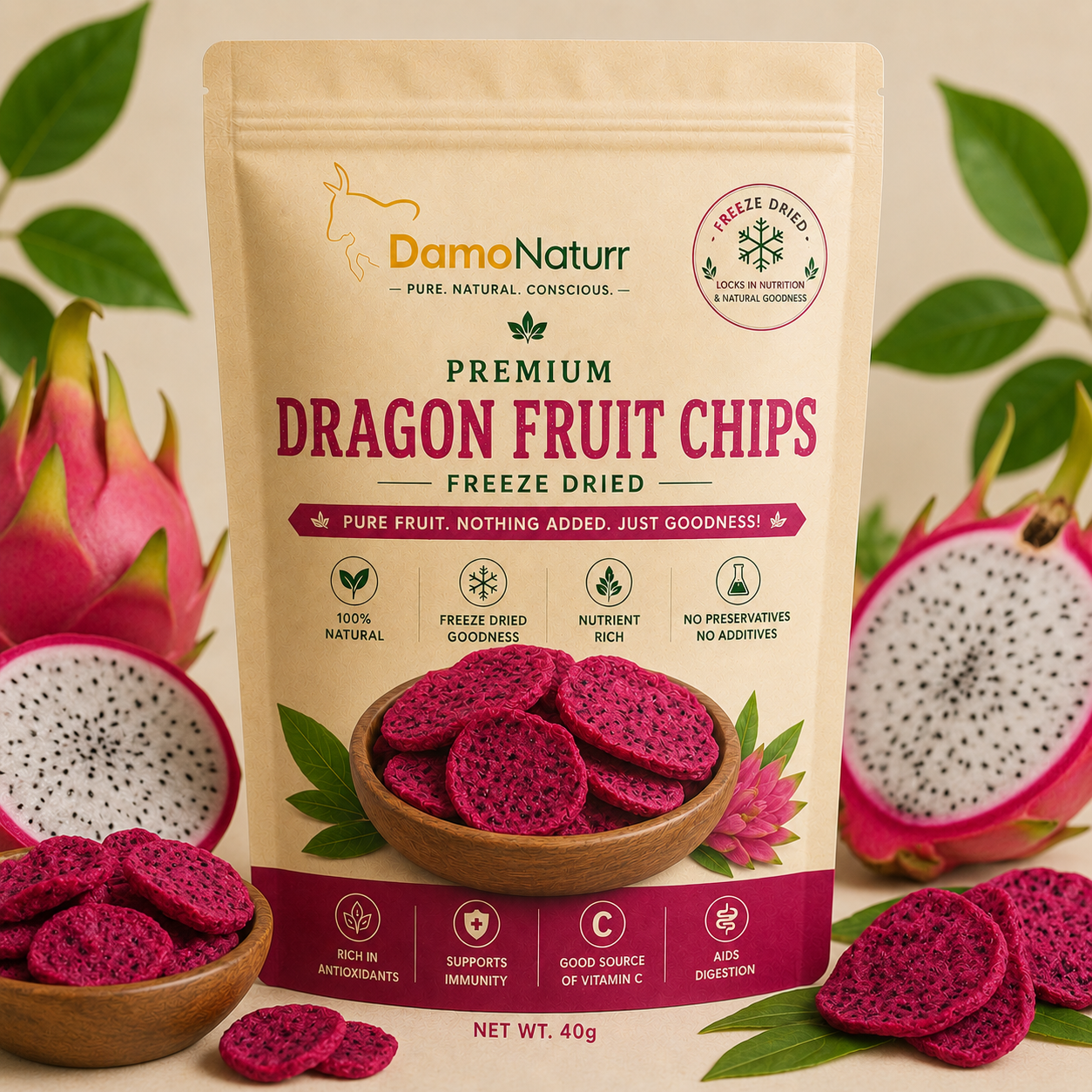 Dragon Fruit Chips - Freeze Dried