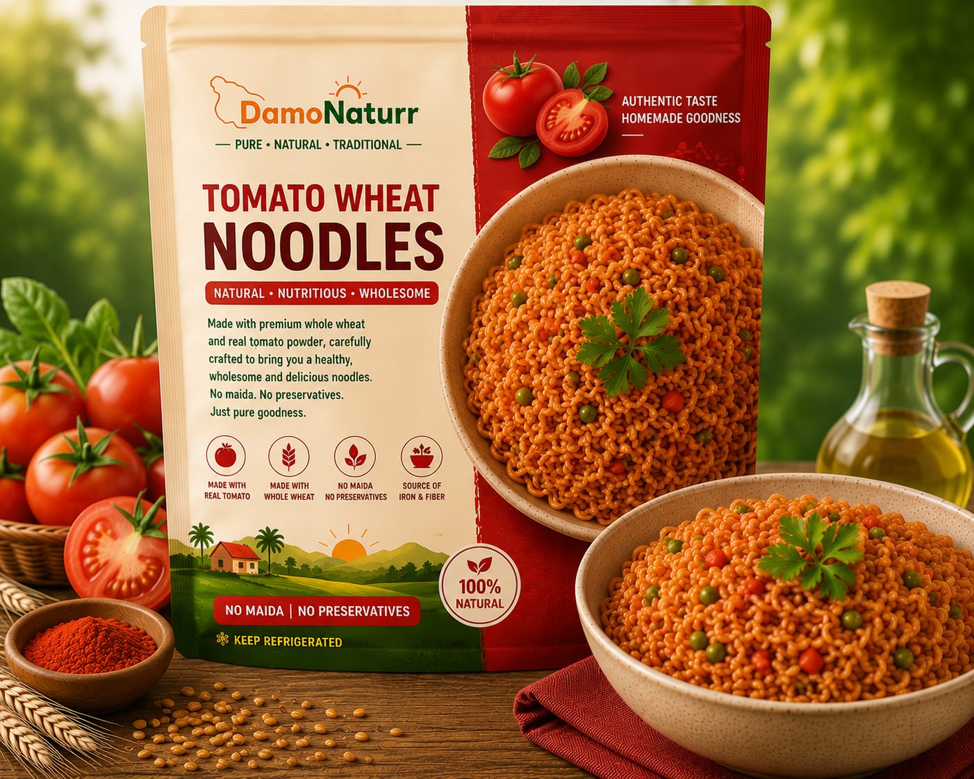 Tomato Wheat Noodles